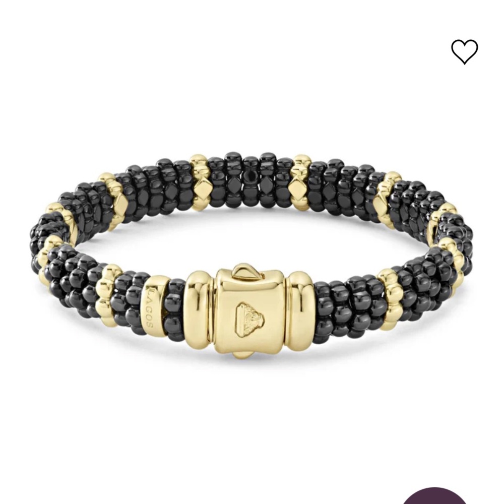 Lagos Black Ceramic and 18k Gold Beaded Bracelet - Picture 4 of 7